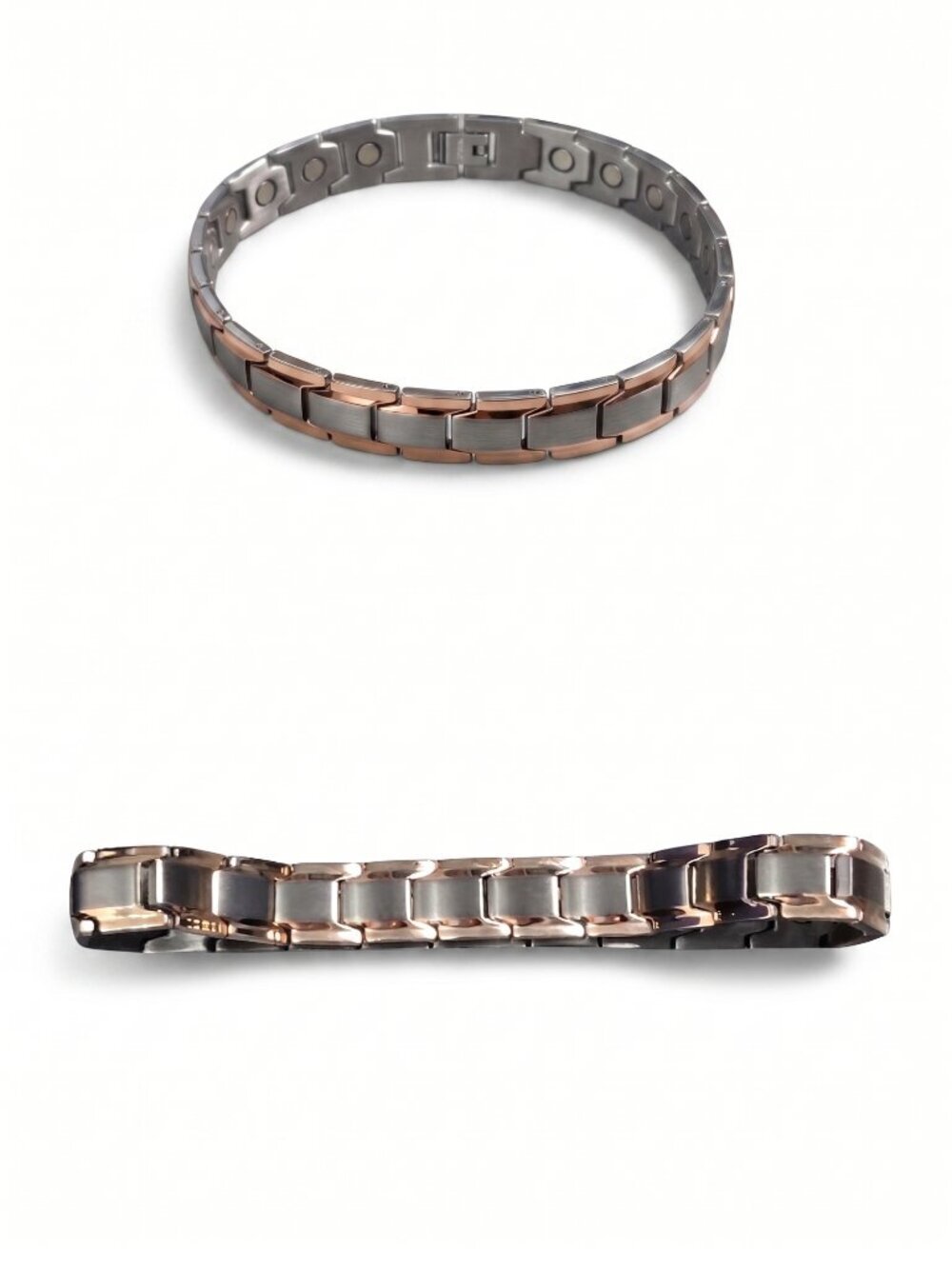NIP | Two-Tone Rose Gold & Silver Magnetic Therapy Link Bracelet